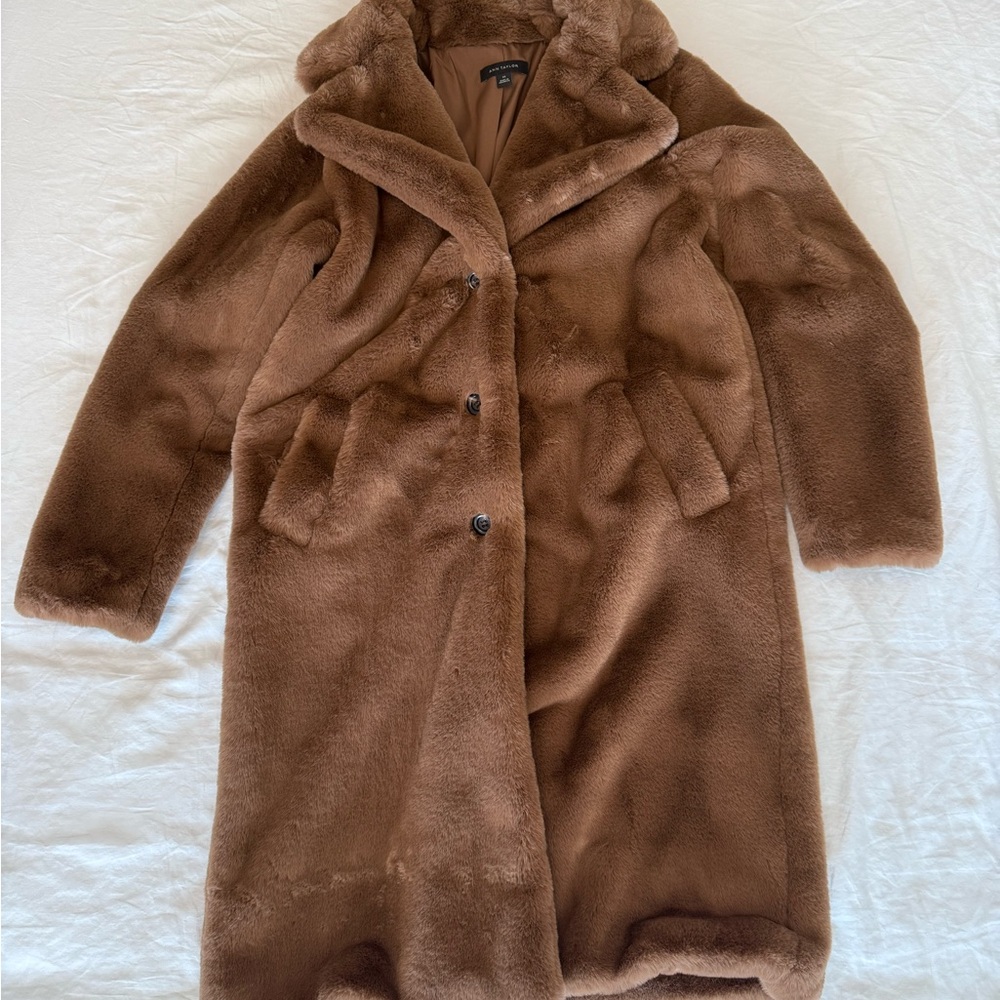 Ann Taylor Tan Faux Fur Jacket